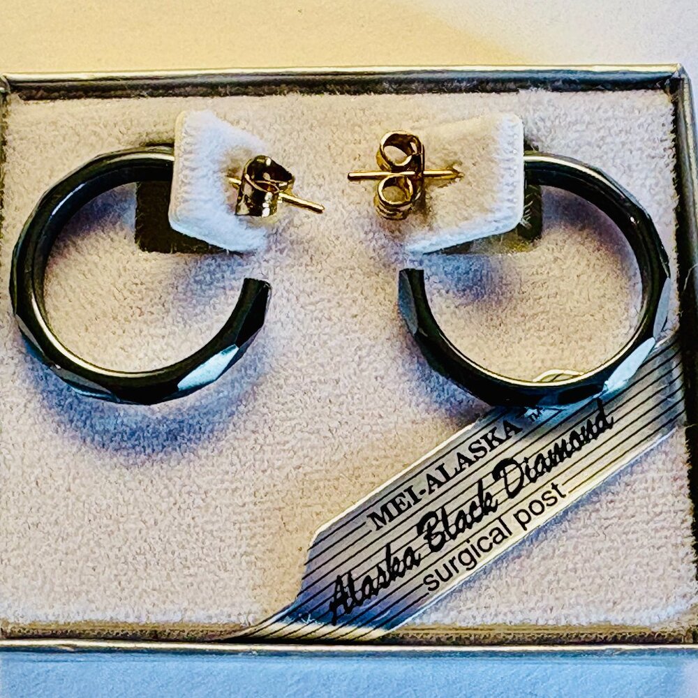 Alaska Black Diamond Hoop Earrings,